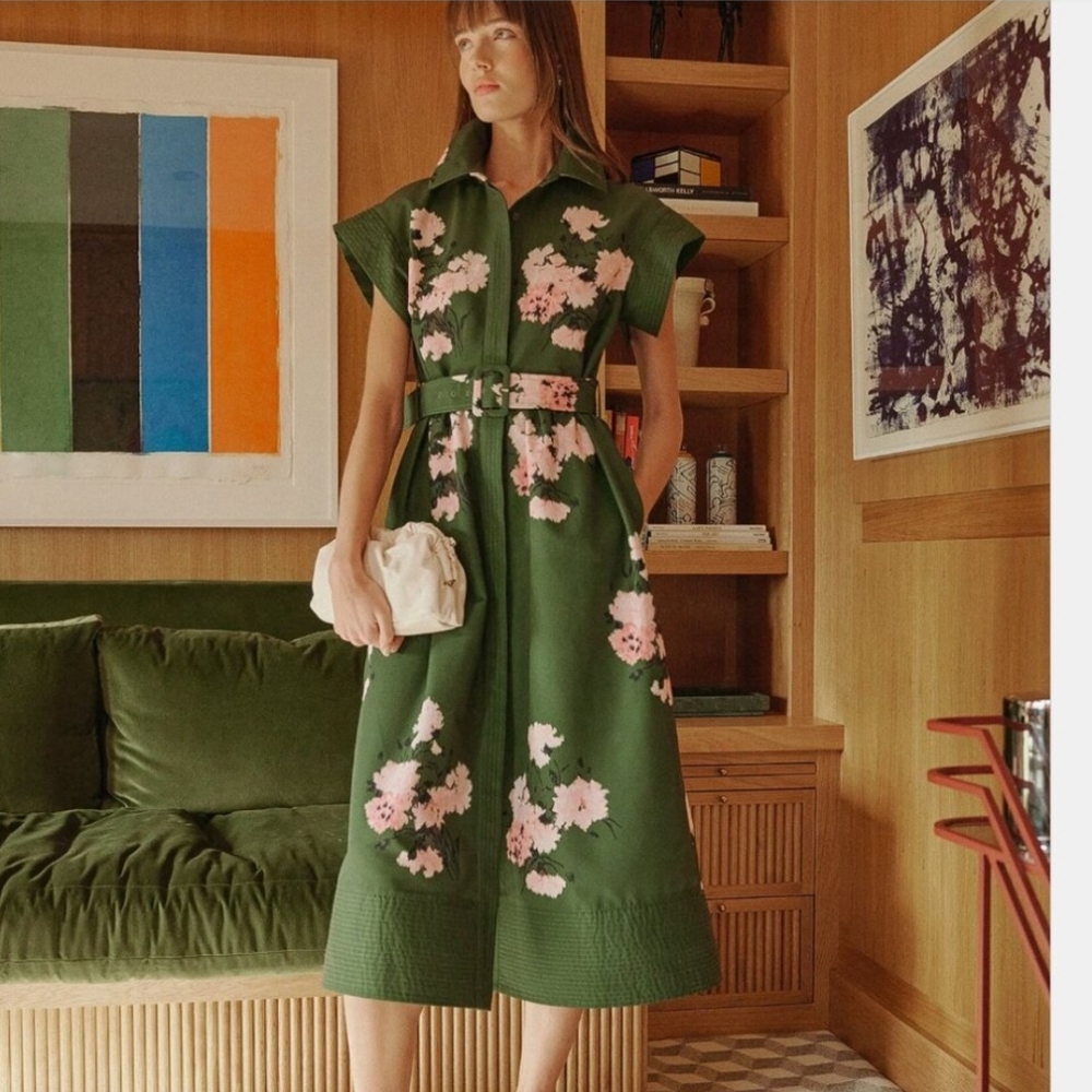 Tuckernuck Chloe Green Floral Midi Dress